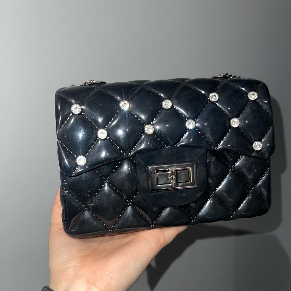 Charlotte Russe Black and Silver Mini Quilted Bag
